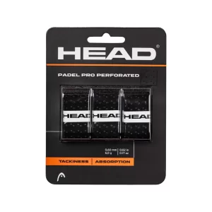 BLISTER 3 PCS. OVERGRIP HEAD PADEL PRO PERFORATED BLACK