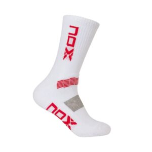 NOX TECHNICAL HALF-CALF SOCKS WHITE VERTICAL RED LOGO