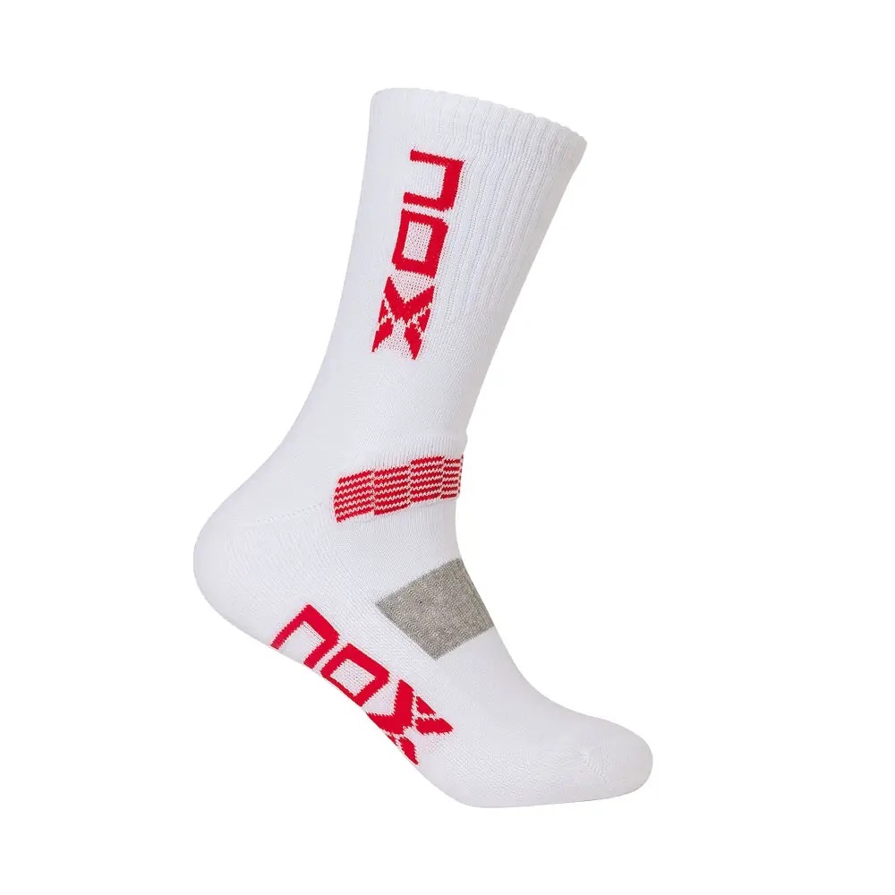 NOX TECHNICAL HALF-CALF SOCKS WHITE VERTICAL RED LOGO